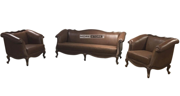 Ảnh của Mẫu sofa gỗ óc chó bọc da cao cấp (Bộ gồm 2 đơn - 1 văng)