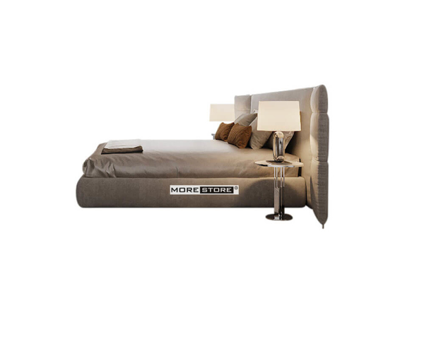 Ảnh của Giường ngủ bọc nỉ nhung màu xám thanh lịch và tinh tế