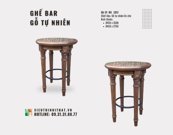 Ảnh của GHẾ QUẦY BAR GỖ TỰ NHIÊN MH_GB02